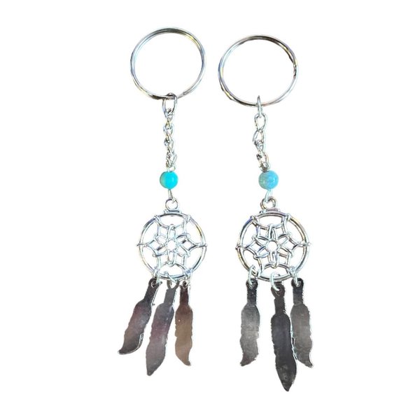 Native American Key Chain Set Feather Dream Catcher Silver - Picture 6 of 16